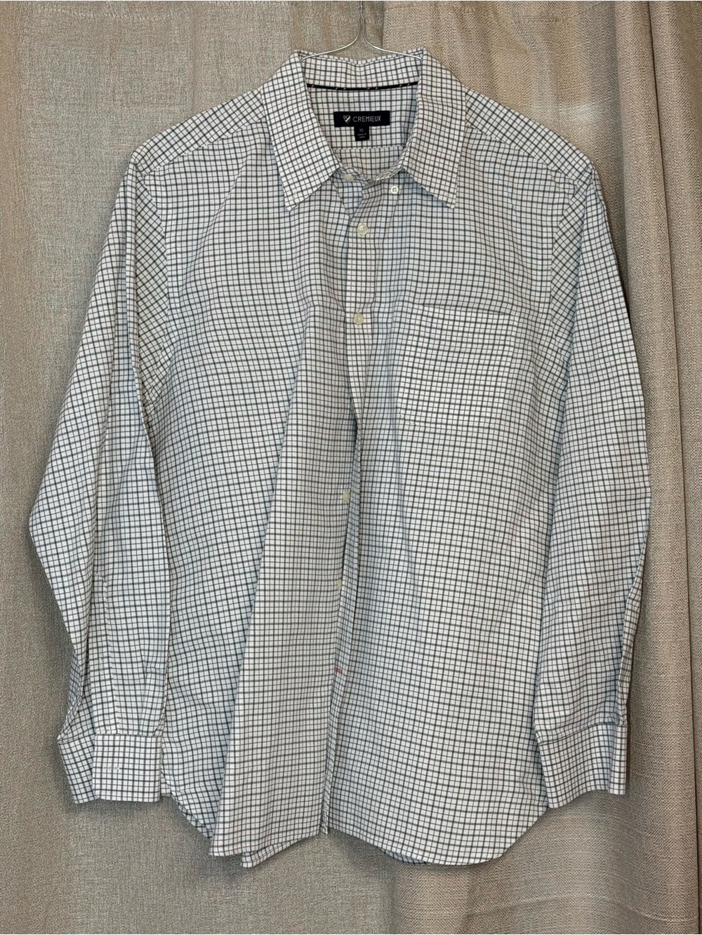Daniel Cremieux White and Navy Grid Button-Up Dress Shirt